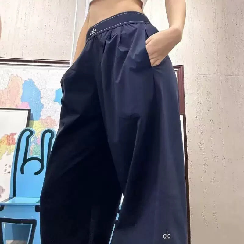 Alo Active Logo Band Wide-Leg Pant