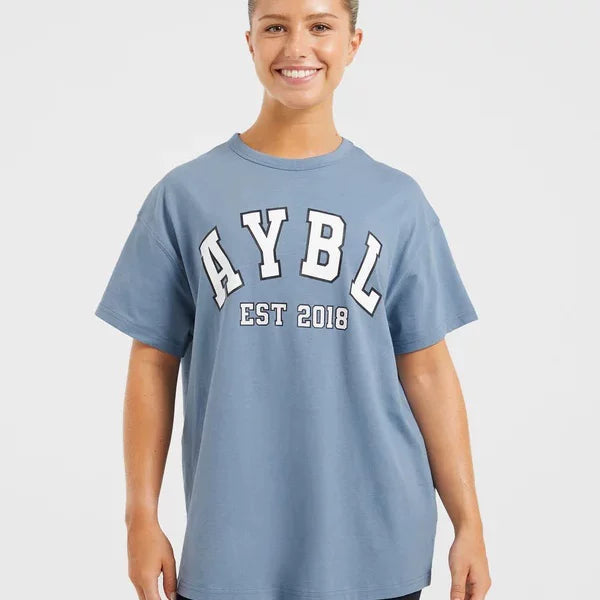 AYBL Varsity Graphic Oversized Tee Blue