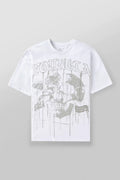 YoungLA Men's Heavyweight Oversized Graphic Tee – Drip Skull Vintage Wash T-Shirt
