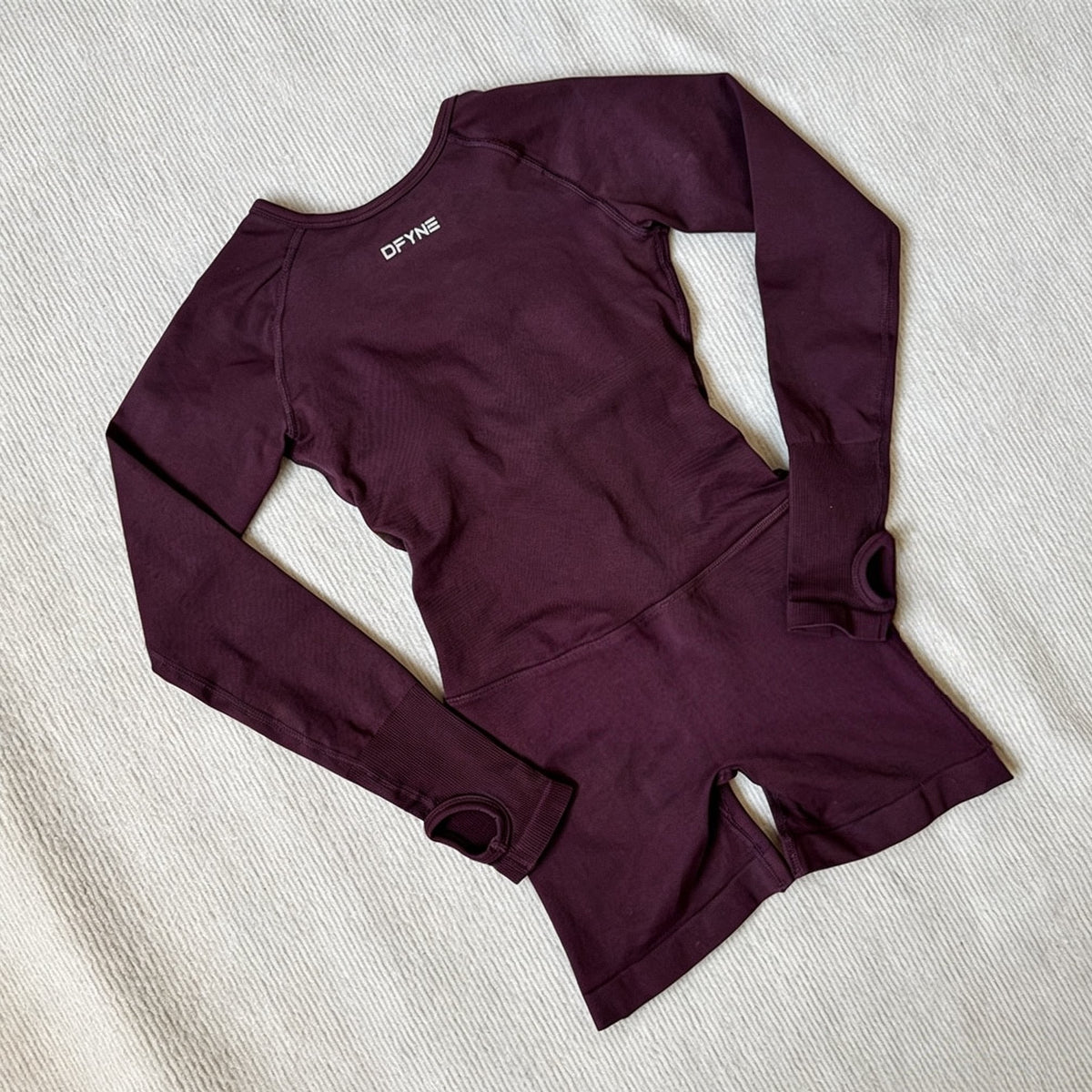DFYNE Seamless Sculpt Long-Sleeve Playsuit Brown