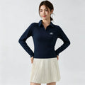 Alo Active Long-Sleeve Polo Top Dark blue