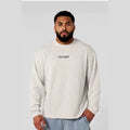 YOUNGLA- Light Oatmeal Grey Oversized Long-Sleeve Sweatshirt