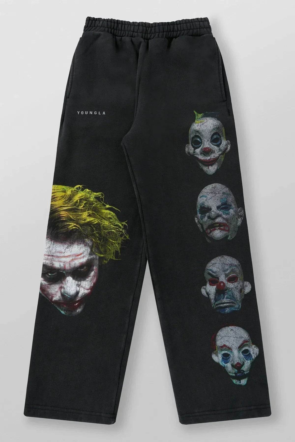 YOUNGLA Men's Joker Vintage Graphic Acid Wash Straight Leg Sweatpants