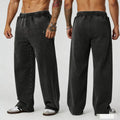 YOUNGLA Men's Arched Collegiate Acid Wash Wide Leg Sweatpants
