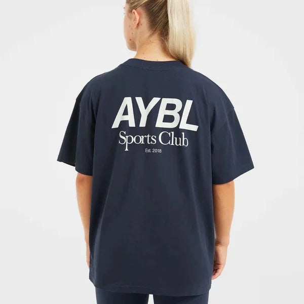 AYBL Sports Club Graphic Oversized Tee Dark Blue