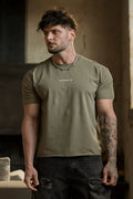 YoungLA Heavyweight Acid Wash Oversized Tee – Sage Olive Minimal Chest Logo