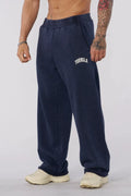 YOUNGLA Men's Arched Collegiate Logo Acid Wash Wide Leg Sweatpants