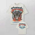 YoungLA Heavyweight Acid Wash Oversized Tee – Mechanical V-Twin Engine Off-White Graphic