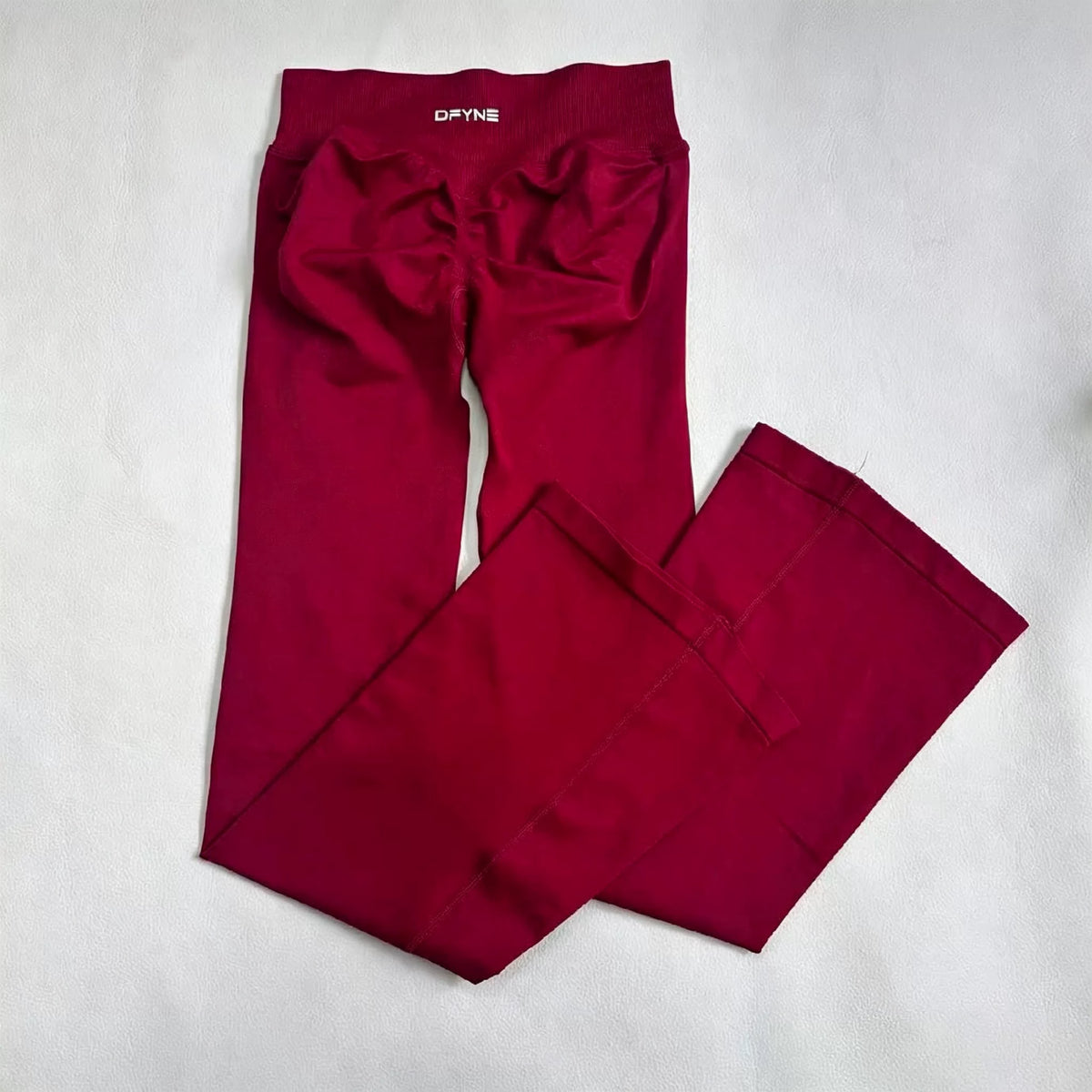 DFYNE Seamless Ruched Flared Legging Wine Red