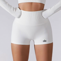Alo Active High-Waisted Ribbed Short White