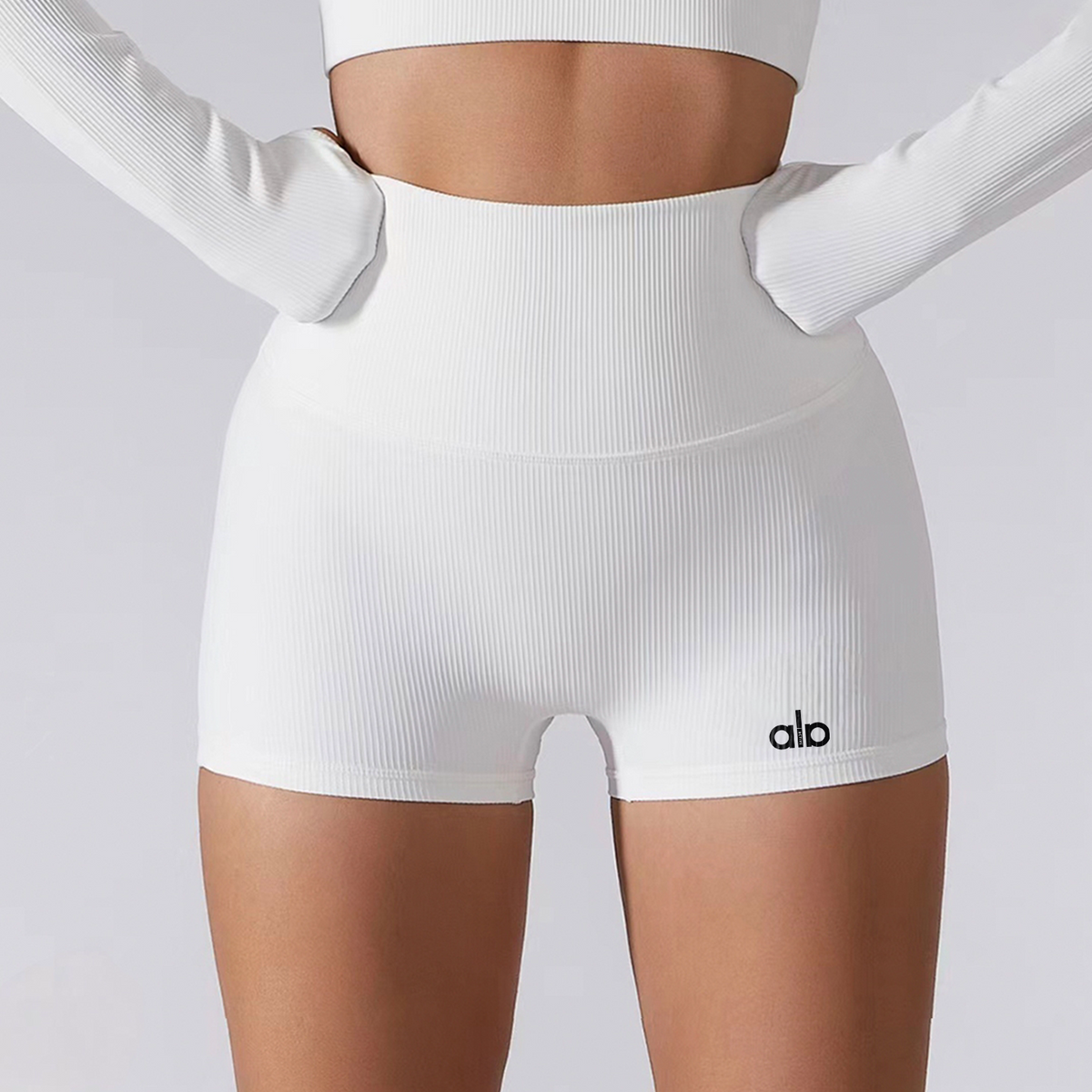 Alo Active High-Waisted Ribbed Short White