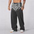 YOUNGLA Men's Gothic Graphic Acid Wash Wide Leg Sweatpants