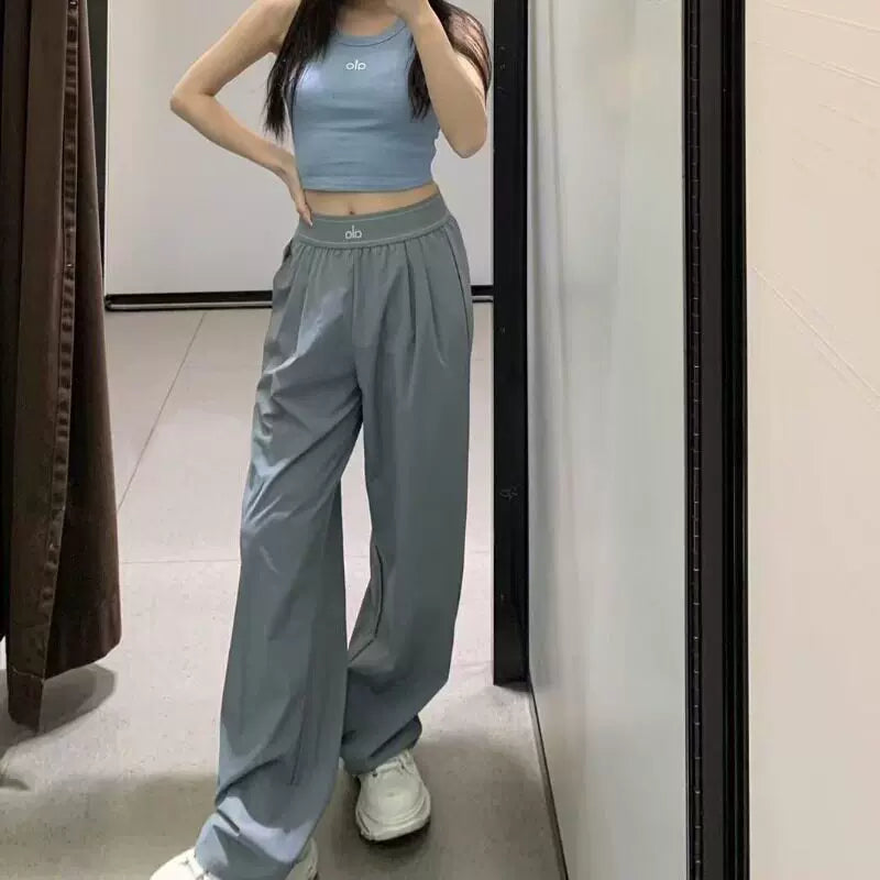 Alo Active Logo Band Wide-Leg Pant