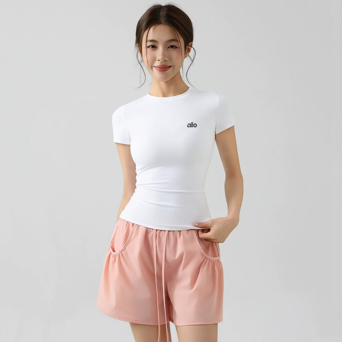Alo Active Fitted Crewneck Performance Athletic Top White
