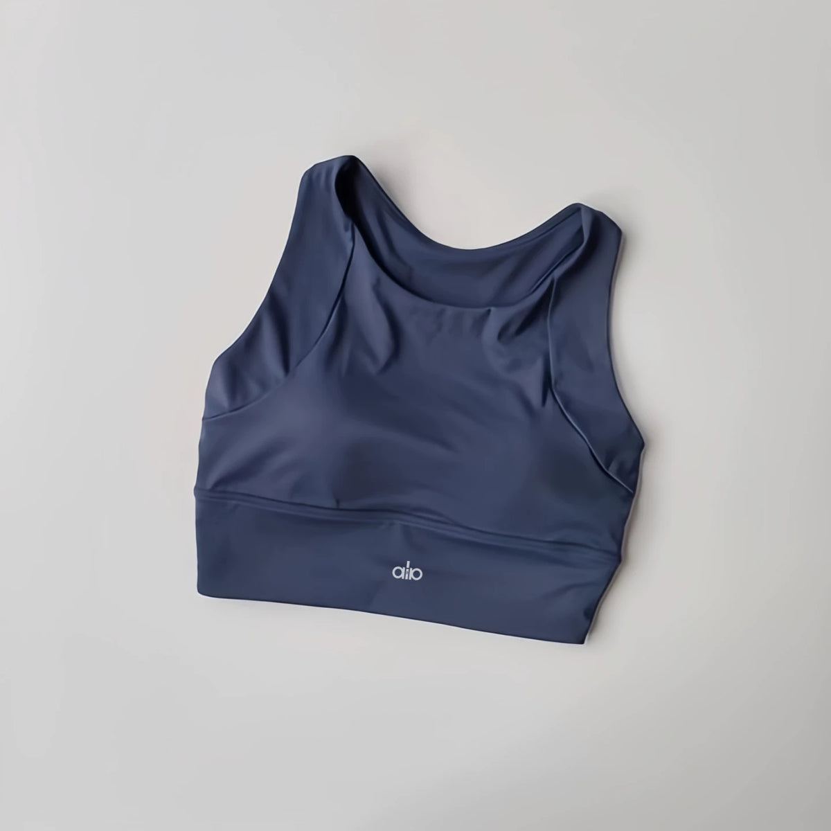 Alo Active High-Neck Longline Sports Bra Blue