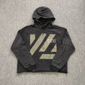 YOUNGLA- Washed Black Graphic Pullover Hoodie