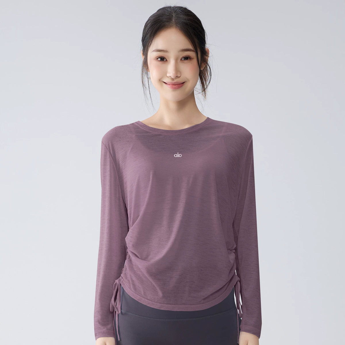 Alo Active Drawstring Long-Sleeve Performance Top Purple