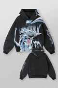 YOUNGLA- Washed Black Blue-Eyes White Dragon Anime Graphic Pullover Hoodie