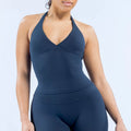 DFYNE Seamless Halter Longline Tank Top Dark Blue