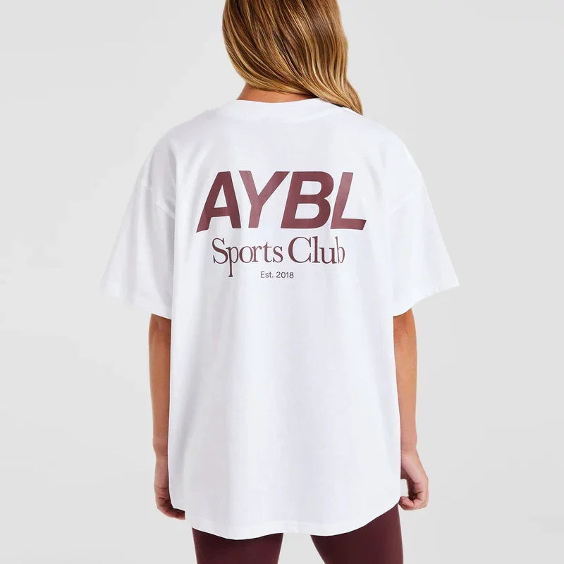 AYBL Sports Club Graphic Oversized Tee White
