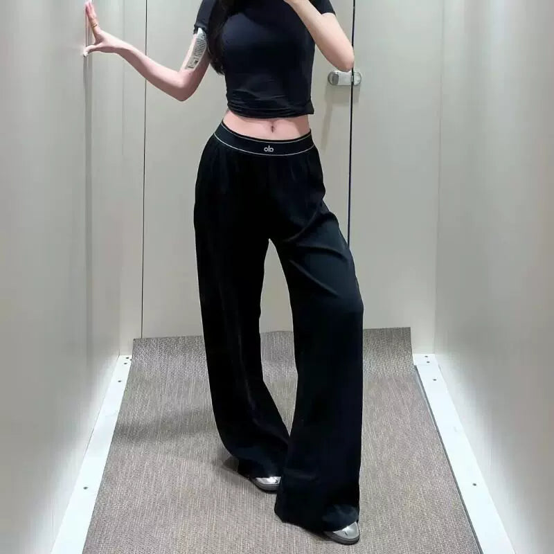 Alo Active Logo Band Wide-Leg Pant