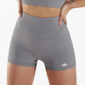 Alo Active High-Waisted Ribbed Short Grey