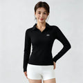 Alo Active Long-Sleeve Polo Top Black