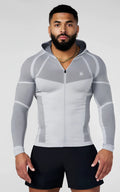 YOUNGLA- Light Grey Fitted Zip-Up Performance Jacket