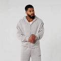 YOUNGLA- Heather Grey Zip-Up Hoodie Sweatshirt