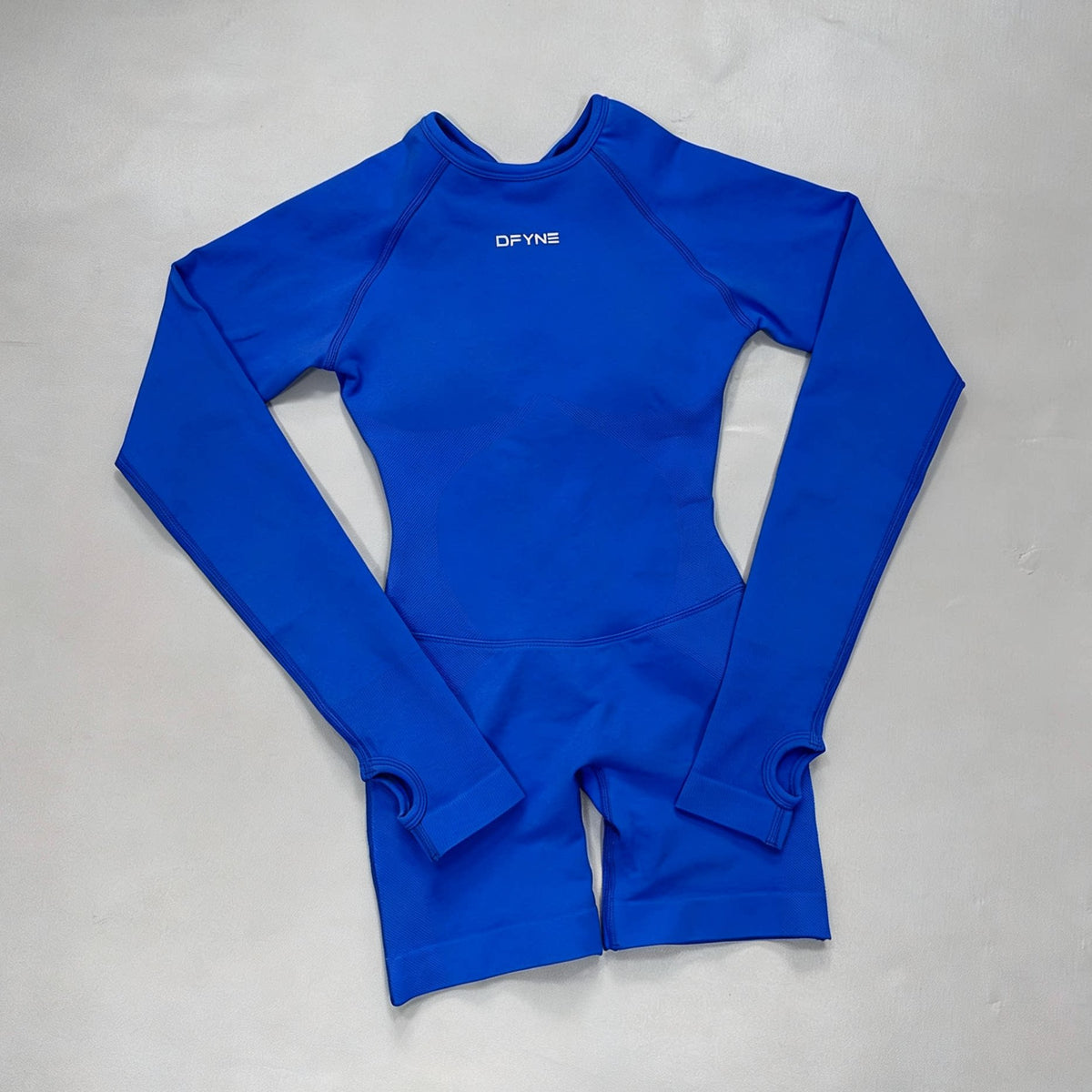 DFYNE Seamless Sculpt Long-Sleeve Playsuit Blue