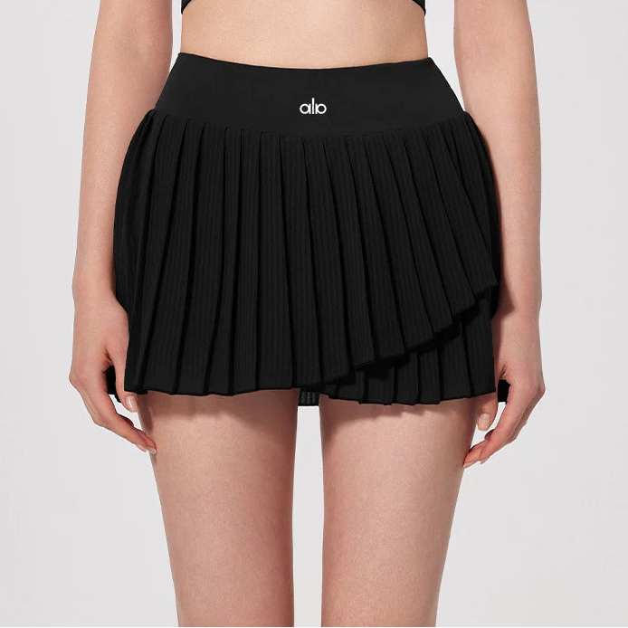Alo Active Pleated Wrap Tennis Skort Black