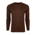 YOUNGLA- Solid Brown Raglan Long-Sleeve Gym Shirt