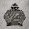 YOUNGLA- Washed Mud Grey Graphic Pullover Hoodie