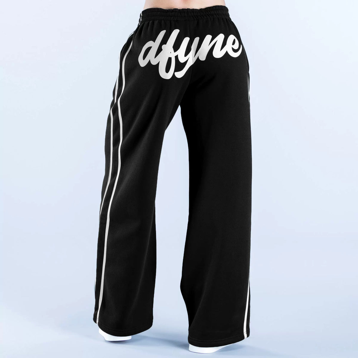 DFYNE Wide-Leg Side-Stripe Track Pants Black