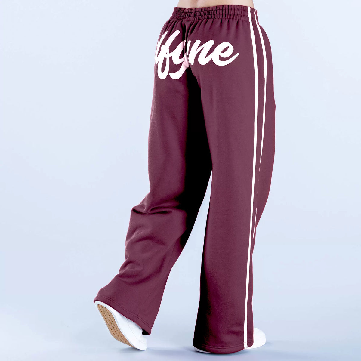 DFYNE Wide-Leg Side-Stripe Track Pants Red