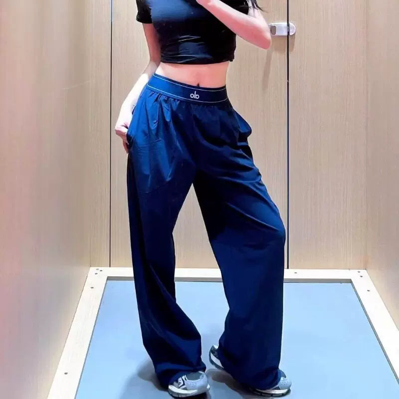 Alo Active Logo Band Wide-Leg Pant