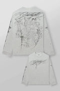 YOUNGLA Men's Gothic Calligraphy Script Long Sleeve Tee