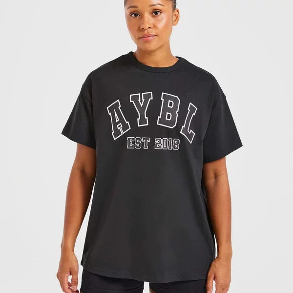 AYBL Varsity Graphic Oversized Tee Black