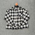YOUNGLA- Black and White Plaid Long-Sleeve Shirt