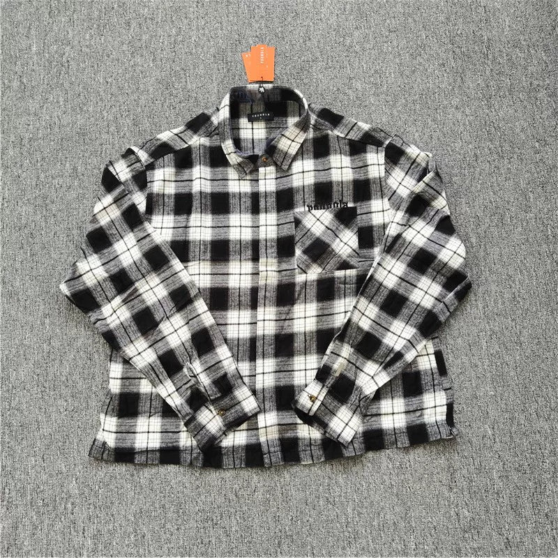 YOUNGLA- Blue Plaid Long-Sleeve Shirt