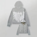 YOUNGLA- Grey Gothic Back Graphic Full-Zip Hoodie