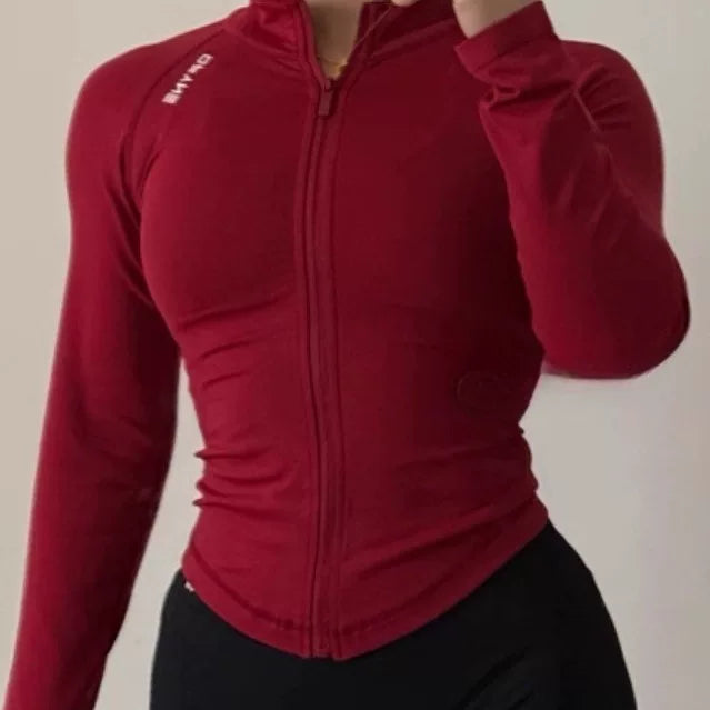 DFYNE Seamless Full-Zip Fitted Active Jacket Red