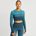 AYBL Jacquard Seamless Cropped Long-Sleeve Blue
