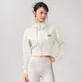 Alo Active Cropped Full-Zip Hoodie White