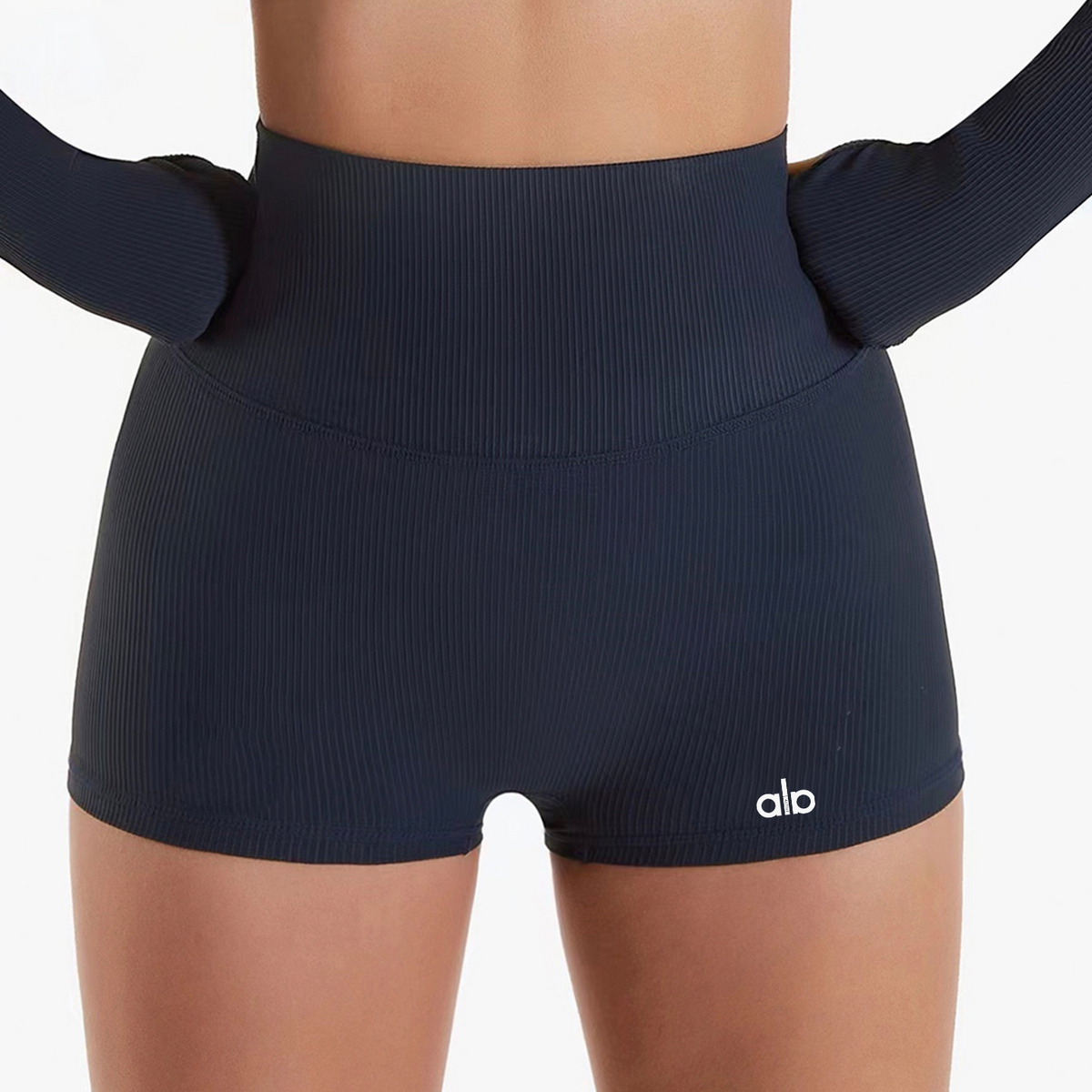 Alo Active High-Waisted Ribbed Short Black