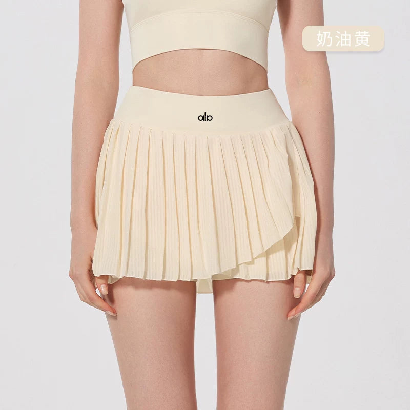 Alo Active Pleated Wrap Tennis Skort Apricot