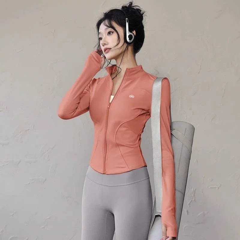Alo Active Stand-Collar Full-Zip Athletic Jacket Orange