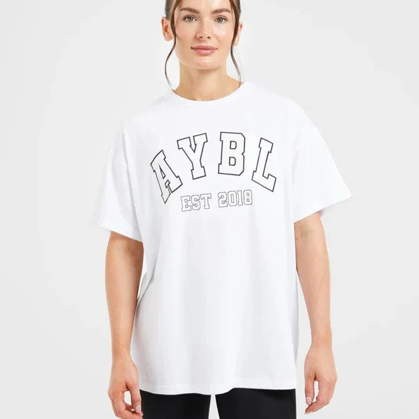 AYBL Varsity Graphic Oversized Tee White