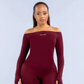 DFYNE Off-the-Shoulder Seamless Long-Sleeve Red