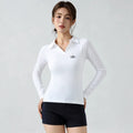 Alo Active Long-Sleeve Polo Top White